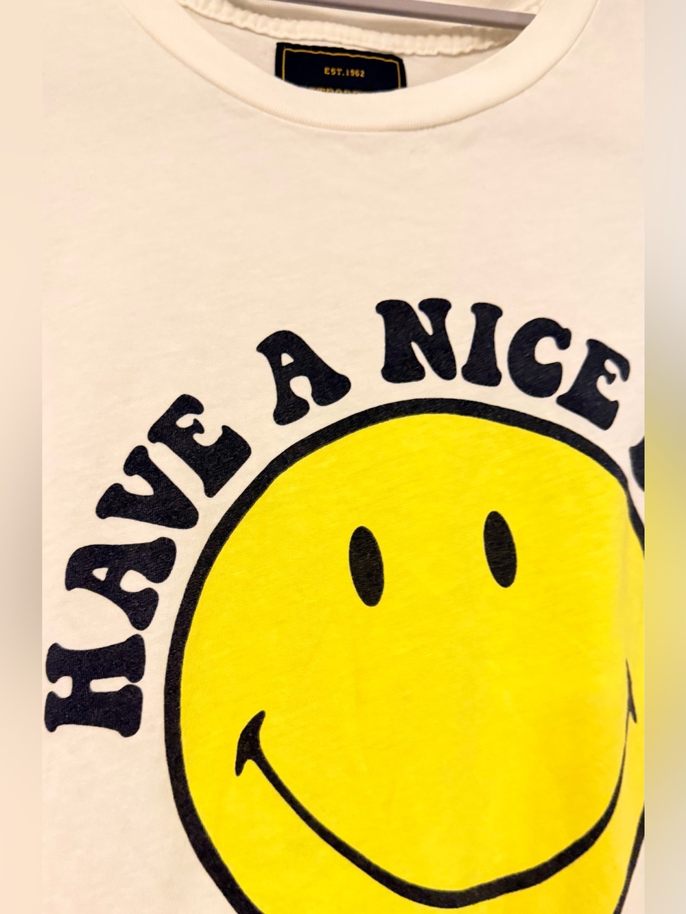 Original Retro Brand -Have A Nice Day Smiley Tee - White & Yellow